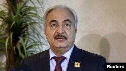 L'homme fort de l'Est libyen, Khalifa Haftar, à Amman, Jordanie, 24 août 2015.