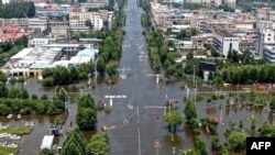 河南新鄉衛輝城暴雨成災後的街道。（2021年7月26日）