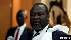 Riek Machar, ici en Éthiopie le 9 avril 2016, devrait arrivé à Juba très prochainement. 