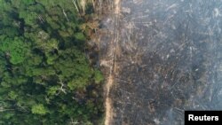 Vista general de un tramo de la selva amazónica que arde mientras es limpiado por madereros y agricultores cerca de Apui. [Foto de archivo]