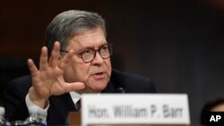 Jaksa Agung, William Barr, bersaksi di depan Komite Kehakiman Senat di Capitol Hill, Washington, D.C., 1 Mei 2019 (foto: AP Photo/Susan Walsh)