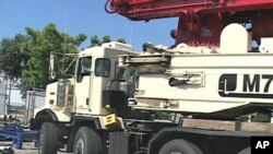 A Putzmeister concrete pump in Los Angeles