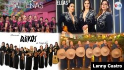 Conjunto de fotos de grupos femeninos participante en Mariachi USA. Fotos cortesía MariachiUSA.com