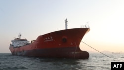 The Lighthouse Winmore, chartered by Taiwanese company Billions Bunker Group Corp., is seen at sea off South Korea's Yeosu port, Dec. 29, 2017. South Korea briefly seized and inspected a Hong Kong-registered ship in November for transferring oil products 