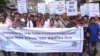 Bangladeshi human rights group Odhikar activists and volunteers demonstrating against enforced disappearances in the country on the International Day of the Victims of Enforced Disappearances in Khulna, Bangladesh Aug. 30, 2017. 