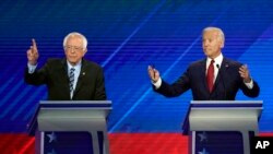 Sanders i Bajden u demokratskoj debati u Hjustonu , 12. septembar 2019. Foto: AP Photo/David J. Phillip