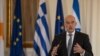 Greek Foreign Minister Nikos Dendias speaks during a news conference in Athens, Oct. 27, 2020.