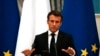 El presidente francés, Emmanuel Macron, conversa con los periodistas durante una rueda de prensa conjunta con el presidente ruso, Vladimir Putin, en Moscú, el 7 de febrero de 2022. 