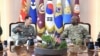 9일 한국 국방부에서 김명수 합참의장과 제이비어 브런슨 미한연합사령관이 접견실에서 '철통같은 한미동맹'을 재확인하고, '연합방위태세 강화 방안' 논의했다. (사진출처: 한국 국방홍보원)