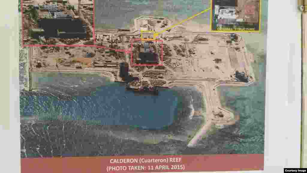 Philippine military's images of China's reclamation in the Spratlys, Calderon (Cuarteron Reef), April 11, 2015. (Armed Forces of the Philippines)