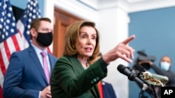 Speaker of the House Nancy Pelosi, D-Calif., holds a news conference at the Capitol in Washington, Feb. 23, 2022.