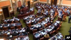 FILE - The floor of the House of Representatives is seen at the Utah State Capitol in Salt Lake City, Feb. 17, 2022.