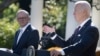 美国总统乔·拜登（Joe Biden）2023年10月25日与到访的澳大利亚总理安东尼·阿尔巴尼斯（Anthony Albanese）举行联合记者会，谈及中国的“一带一路”倡议。（法新社）