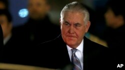FILE - U.S. Secretary of State Rex Tillerson arrives at Haneda international airport in Tokyo, as the first stop of his tour to Asia, March 15, 2017.