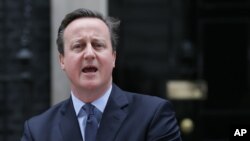 Le Premier ministre britannique David Cameron, 10 Downing Street, Londres , le 20 février 2016 . (AP Photo/Tim Ireland) 