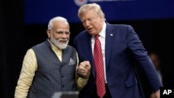 Le Premier ministre indien Narendra Modi et le président américain Donald Trump à Houston en 2019.