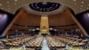 FILE - The U.N. General Assembly Hall is empty before the start of the U.N. General Assembly 76th session General Debate at United Nations Headquarters, in New York, Sept. 20, 2021.