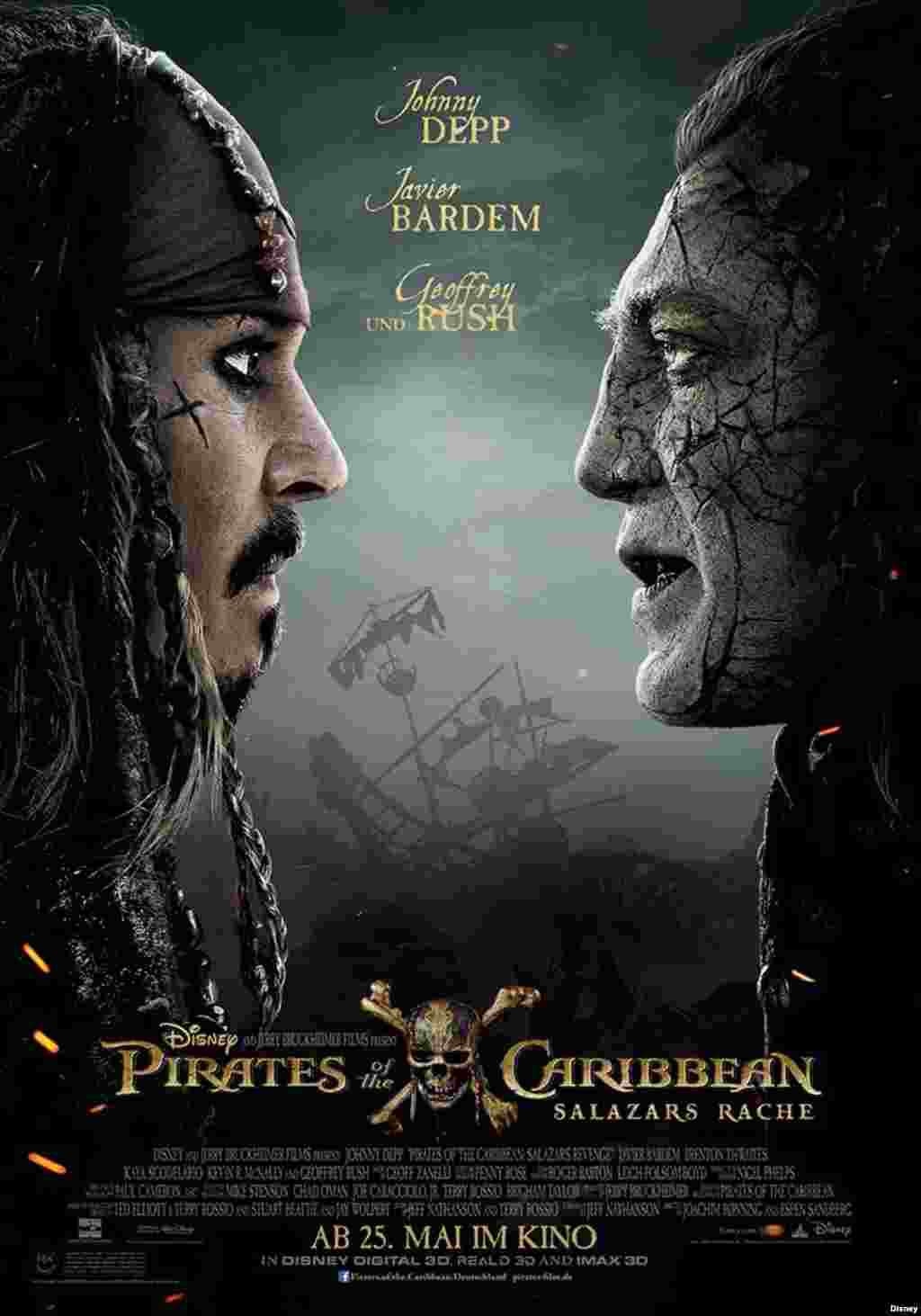 电影《加勒比海盗5:死无对证》("Pirates of the Caribbean: Dead Men Tell No Tales" )的海报