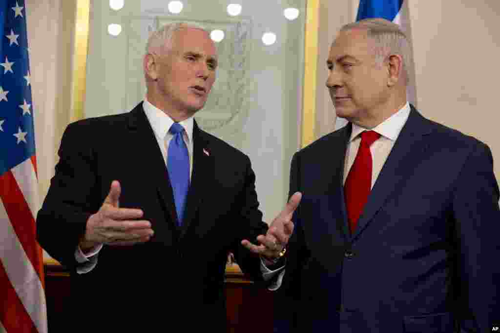Mataimakin shugaban kasar Amurka Mike Pence ya gana da Firayim Ministan Isra'ila Benjamin Netanyahu a brinin Qudus ko Jerusalem, ranar Litinin 22 ga watan Janairu, 2018
