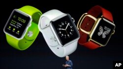 Apple CEO Tim Cook discusses the new Apple Watch on Tuesday, Sept. 9, 2014, in Cupertino, Calif. (AP Photo/Marcio Jose Sanchez)