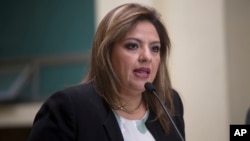 Archivo - La ministra de Relaciones Exteriores de Guatemala, Sandra Jovel, se reunió con su homólogo de Colombia, Carlos Holmes Trujillo, en Ciudad de Guatemala el martes, 7 de mayo de 2019.