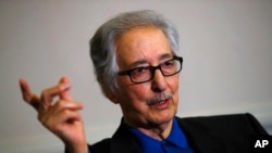 FILE — In this photo taken Jan. 29 2019, former Iranian President, Abolhassan Banisadr, speaks during an interview with the Associated Press in Versailles, west of Paris.