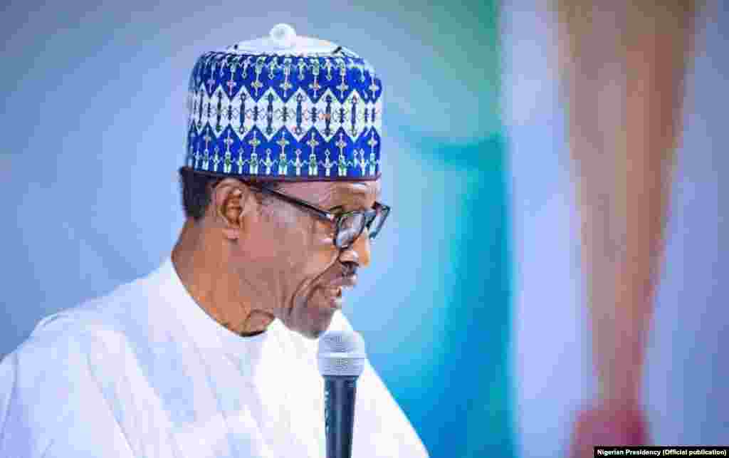 Shugaba Buhari yayin da yake jawabi a taron Shugabannin Jam’iyyar APC a Abuja