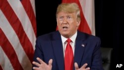 Le président Donald Trump, lors de sa rencontre avec le président polonais Andrzej Duda en marge de l'Assemblée générale des Nations Unies, le 23 septembre 2019, à New York.