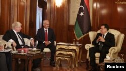  Boris Johnson reçu en audience par le Premier ministre Fayez Al-Sarraj du Gouvernement d'union nationale de Libye, Tripoli, Libye, le 23 août 2017. 