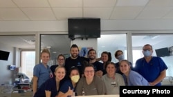 The ICU team at Lake Charles Memorial Hospital getting together for a photo on the morning after the storm had passed. (Photo Courtesy/Shannon Williams)