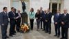 Magistrates appointed by Venezuela's opposition-led parliament gather at the Organization of American States headquarters for an installation ceremony, Oct. 13, 2017.