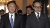 China's Foreign Minister Yang Jiechi, left, with Indonesian counterpart Marty Natalegawa, offices of the Foreign Ministry, Jakarta, Aug. 10, 2012.