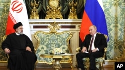 Президент Ирана Ибрахим Раиси и президент РФ Владимир Путин. Москва, 7 декабря 2023.
