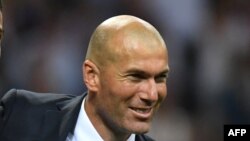 Zinedine Zidane, lors de la victoire du Real Madrid à la Ligue des champions de l'UEFA, le 28 mai 2017.