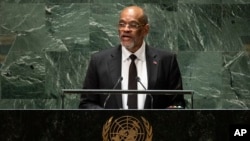 El Primer Ministro de Haití, Ariel Henry, se dirige al 78º período de sesiones de la Asamblea General de las Naciones Unidas, el viernes 22 de septiembre de 2023, en la sede de las Naciones Unidas.