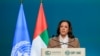 La vicepresidenta de Estados Unidos, Kamala Harris, habla durante el segmento de alto nivel para jefes de Estado y de gobierno en la cumbre climática de las Naciones Unidas en Dubái el 2 de diciembre de 2023.
​