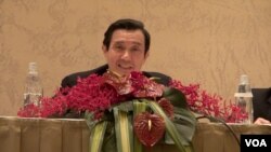 馬英九強調和平協議不代表兩岸統一 (美國之音黃耀毅拍攝)