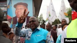 Felix Tshisekedi, chef de l'Union pour la démocratie et le progrès social (UDPS), dans la commune de Limete, Kinshasa, le 24 avril 2017. 