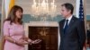 El secretario de Estado Antony Blinken, a la derecha, se reúne con la vicepresidenta y ministra de Relaciones Exteriores de Colombia, Marta Lucía Ramírez, en el Departamento de Estado en Washington, el 28 de mayo de 2021.
