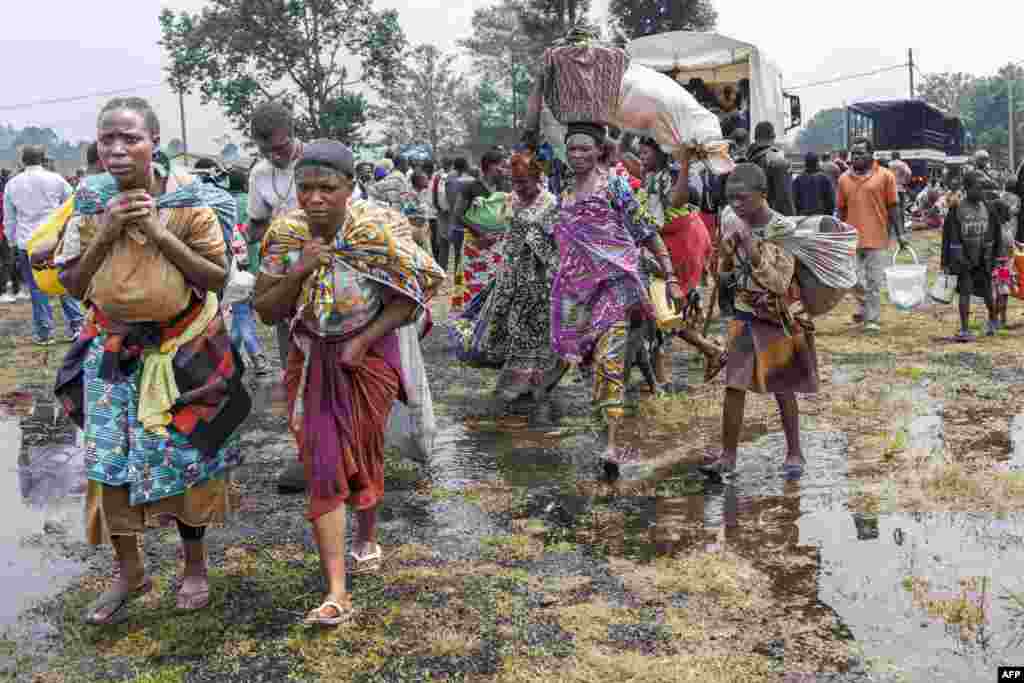 Congolese refugees fleeing ongoing clashes in eastern Democratic Republic of Congo arrive at the Rugerero transit camp in Gisenyi, Rwanda, Jan. 28, 2025. An estimated 1,200 Congolese refugees have been officially received by Rwanda, an official told AFP as armed forces entered the city of Goma just across the border.