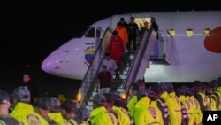 Venezuelan migrants deported from the United States arrive at Simon Bolivar International Airport in Maiquetia, Venezuela, Feb. 10, 2025.