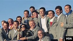 El equipo europeo celebra su triunfo en la Copa Ryder tras su última derrota.