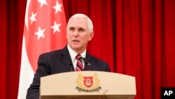 Wapres AS Mike Pence di Istana Presiden di Singapura, 16 November 2018. 