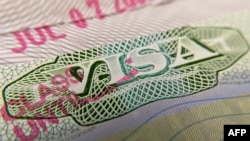 ARCHIVO - Esta ilustración fotográfica muestra un sello de visa en un pasaporte extranjero en Los Ángeles el 6 de junio de 2020.