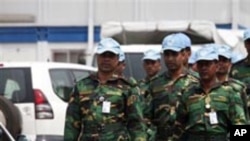 Les soldats de l'ONU a Abidjan, en Cote d'Ivoire Abidjan. Le 31 Décembre 2010.