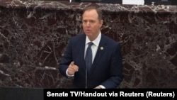 Adam Schiff, qui dirige l'équipe des sept élus démocrates de la Chambre des représentants chargés de l'accusation,ici devant le Sénat à Washington, le 22 janvier 2020. REUTERS / US Télévision du Sénat 