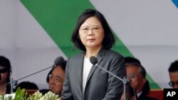 Presiden Taiwan Tsai Ing-wen di Taipei, Taiwan, 10 Oktober 2017. 
