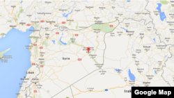 Peta daerah Deir Ezzor di Suriah.