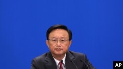 Chinese Foreign Minister Yang Jiechi attends a news conference in Beijing's Great Hall of the People, China, March 9, 2013. 