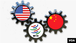 美国、中国和世界贸易组织的标识。